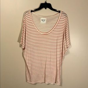 Cream & salmon striped loose fitted shirt